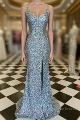 WomenS Spaghetti Straps Sequins Sparkly Semi Formal Prom Dress Formal Graduation Evening Dresses